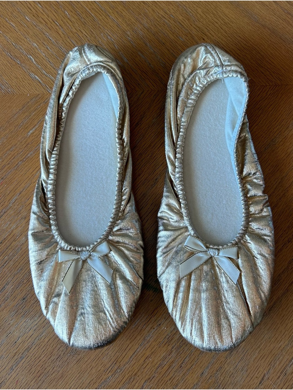 Vintage R.G. Barry Dearfoams Gold Metallic Ballet Flats Sz 9.5-10.5